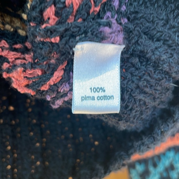 - Peruvian Connection Multi Color Button Front Cardigan With Hoodie. Medium - Picture 5 of 11